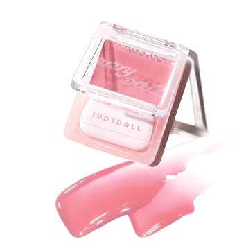 JUDYDOLL Glow Blush Balm,85% Essence-Infused,Hydrating, Buildable&Non-Patchy Cheek Color with Puff,Dewy Finish,Lightweight Blush for Cheeks, Cool Toned Blush 01 Spring Awake