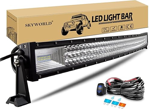 SKYWORLD Barra de luz LED curvada de 50 pulgadas, 648 W, luz LED de triple fila, haz combinado de inundación, luces de conducción para trabajo