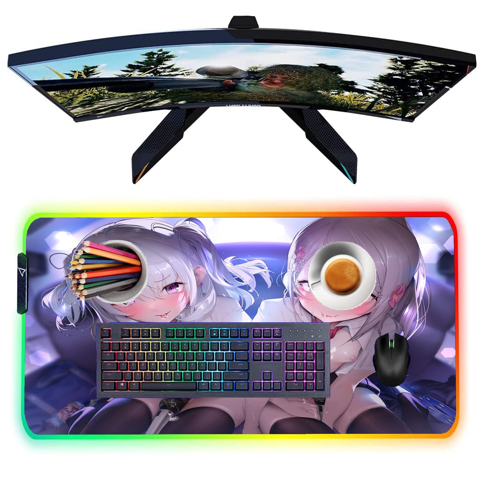 Amazon.co.jp: Mousepad Sexy Cartoon Girls RGB Mouse Pad Gamer Lock