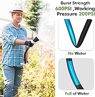 Vista 4 de SPECILITE Manguera de jardín de 3/4" 25 pies con boquilla de alto flujo, manguera de agua de goma híbrida flexible resistente para exteriores