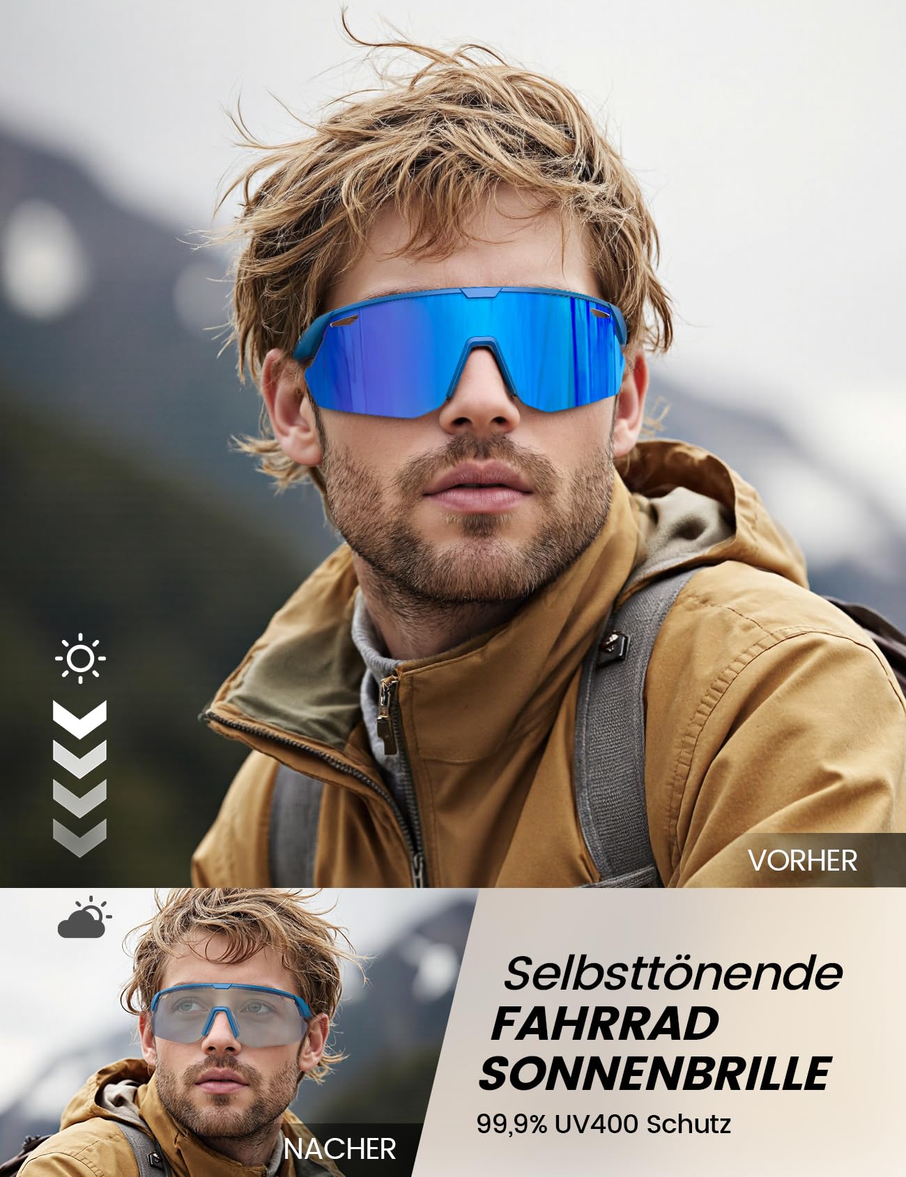 Lamicall Fahrradbrille Herren, Schnelle Brille Damen, Sonnenbrille Fahrrad