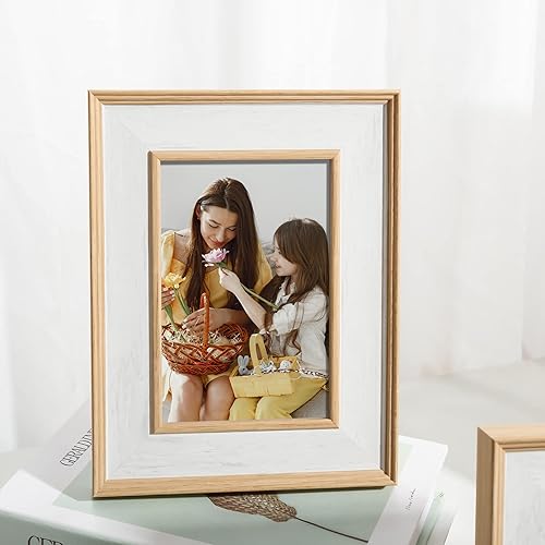 Miniatura 3 de ArtbyHannah Paquete de 6 portarretratos rústicos de 4 x 6 pulgadas, marcos de fotos blancos envejecidos con vidrio de alta definición para