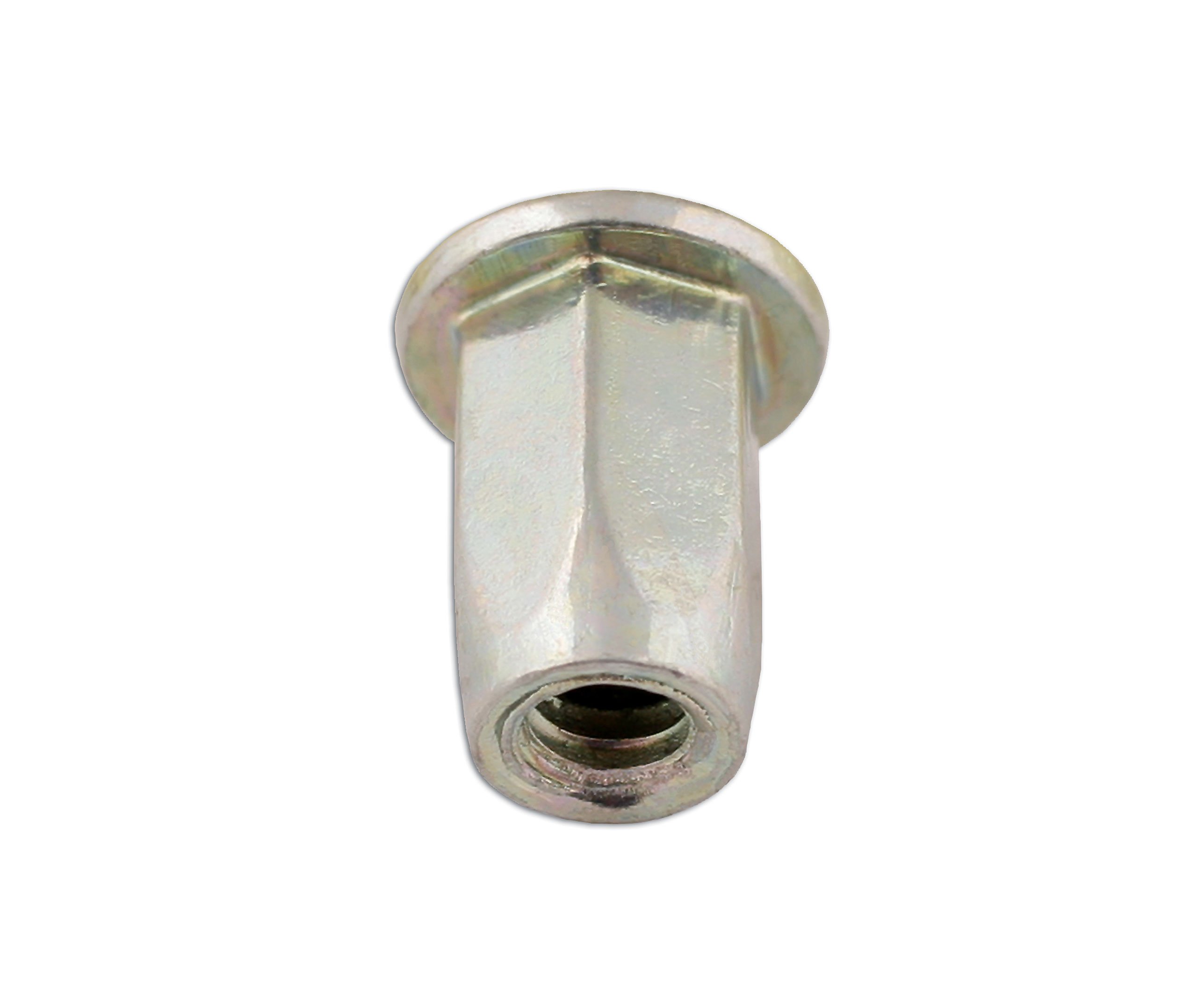 CONNECT 35105 Full Hex Threaded Insert 4mm 50pc Open End Plain Collar BZP