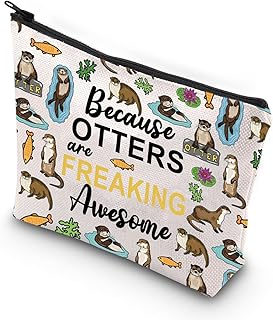 Sea Otter Gifts Otter Lover Gift Because Otters Are Freaking Awesome Zipper Pouch Makeup Bag (OTTERS)