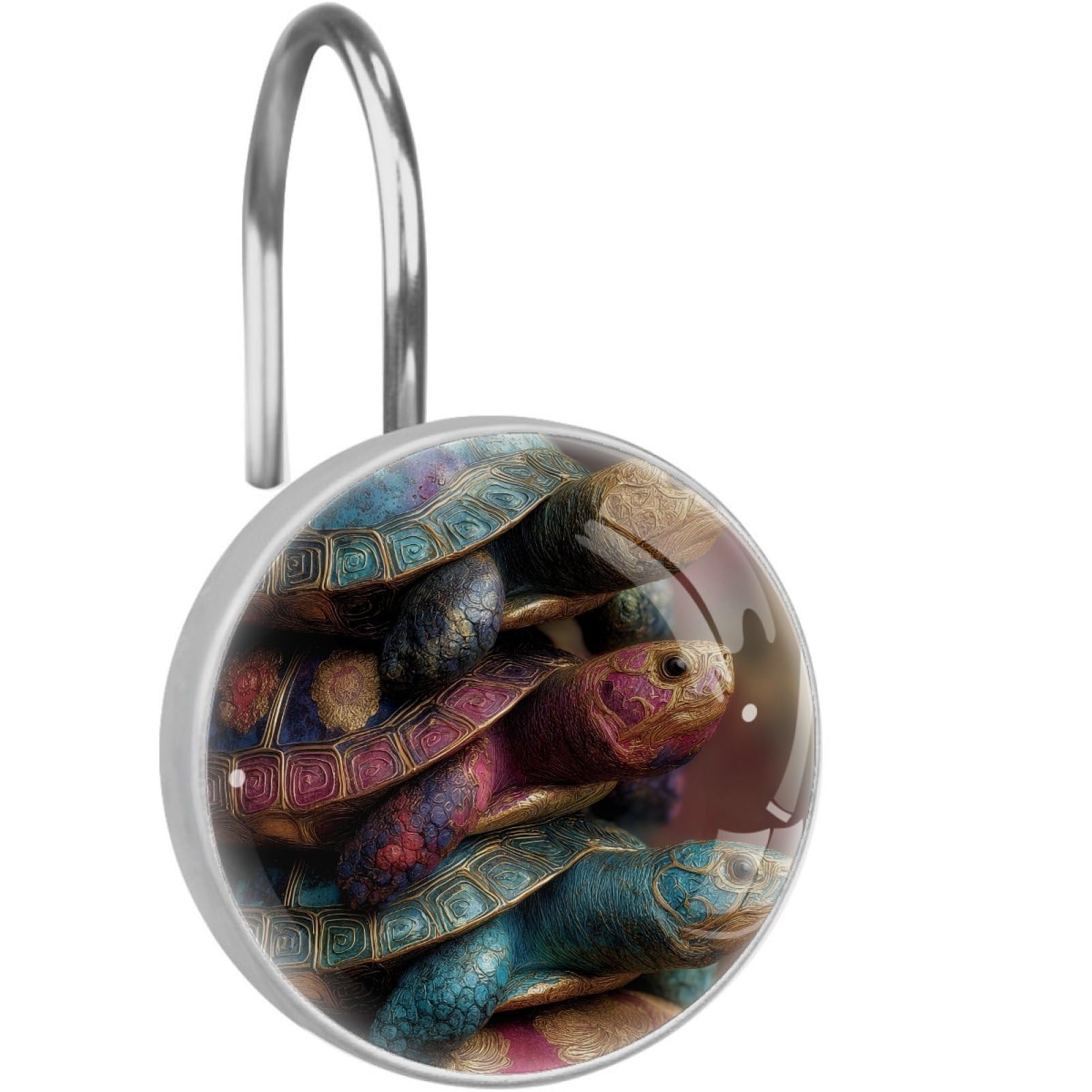 VAPOKF Shower Curtain Hooks, 12PCS Colorful Turtle Shower Curtain Hook for Bathroom Decors Home Bedroom