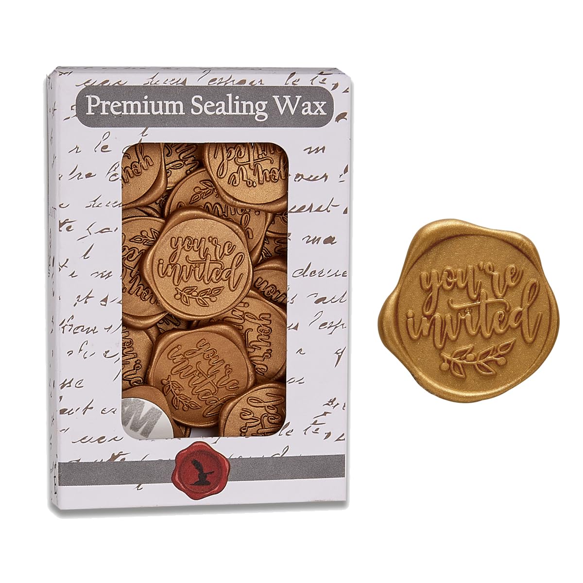 Nostalgic Impressions You're Invited Adhesive Wax Seal Stickers 25Pk - Pre-Made from Real Sealing Wax (Classic Gold)