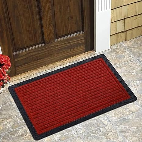 Purav Light Anti-Skid Entrances Door Mat 16 x 24 Inch, for Home/Bathroom/Bedroom/Kitchen/Floor Mat (Maroon) Pack of 1