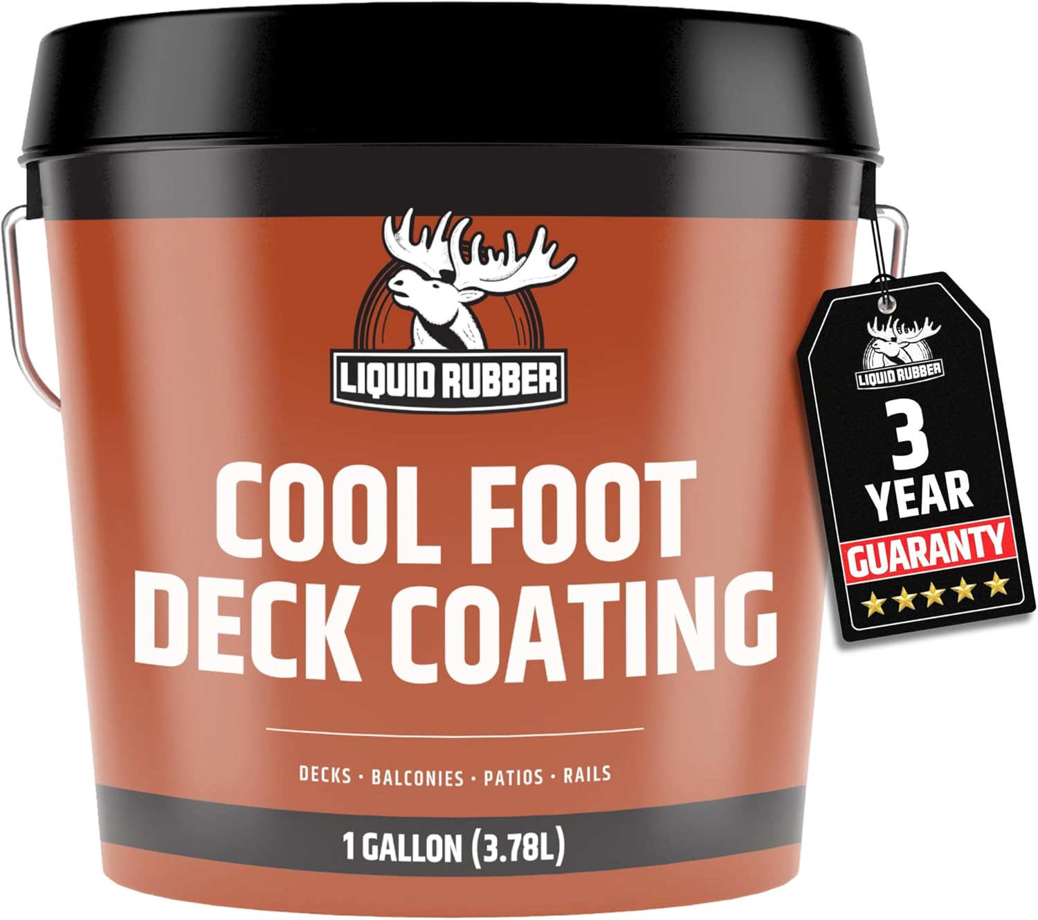 Liquid Rubber Cool Foot Deck Coating - Solar Protection Paint, Reduces Surface Temperatures by Up to 35%, Multi-Surface Cooling Decking Sealant, Waterproof, Durable Membrane, Pale Brown, 1 Gallon