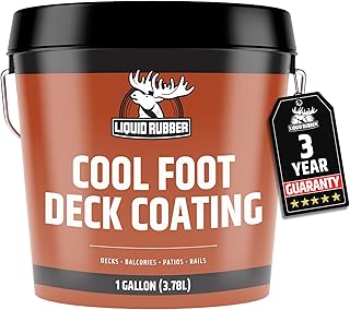 Liquid Rubber Cool Foot Deck Coating - Solar Protection Paint, Reduces Surface Temperatures by Up to 35%, Multi-Surface Cooling Decking Sealant, Waterproof, Durable Membrane, Neutral Beige, 1 Gallon