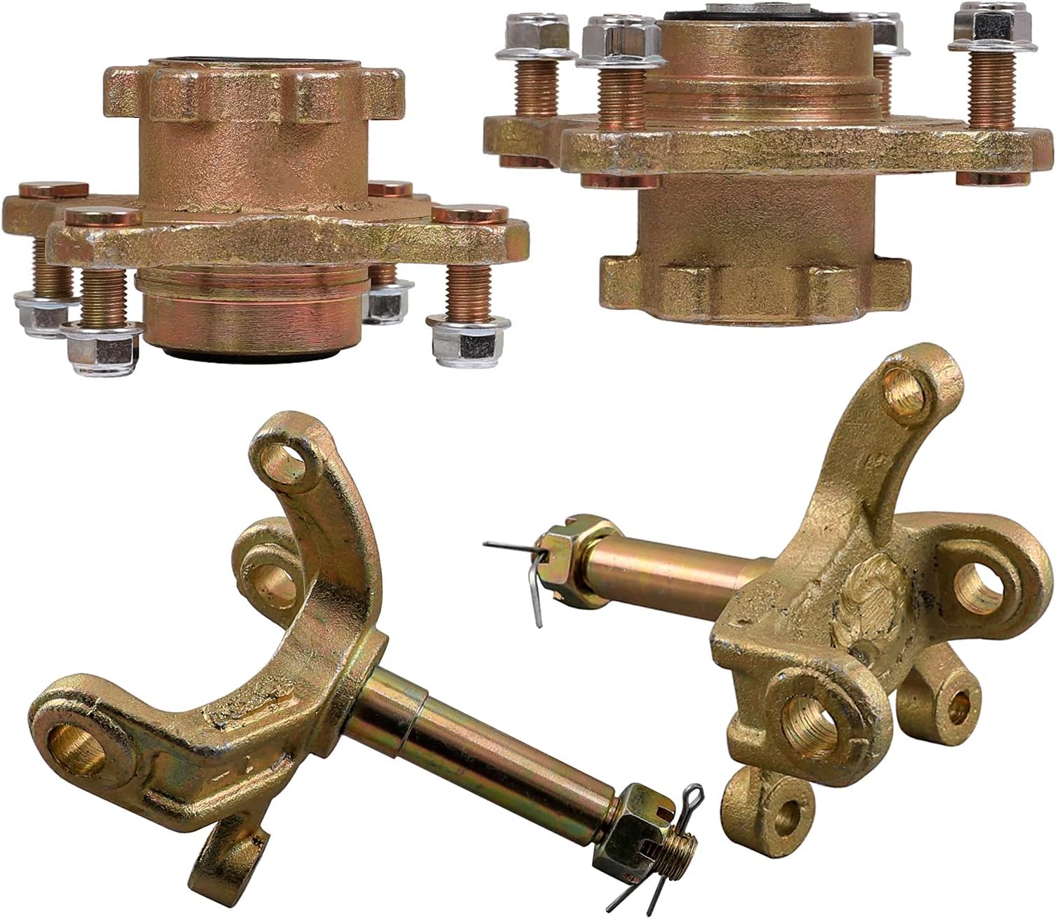 4 Stud Front Disc Brake Wheel Rim Hub with Bearing Assembly & Steering Knuckle Spindle for 125cc 150cc Quad Buggy ATV UTV