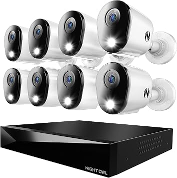 Night Owl 12-Ch Wired DVR System, 8 4K Cams, 2TB HDD, 2-Way Audio