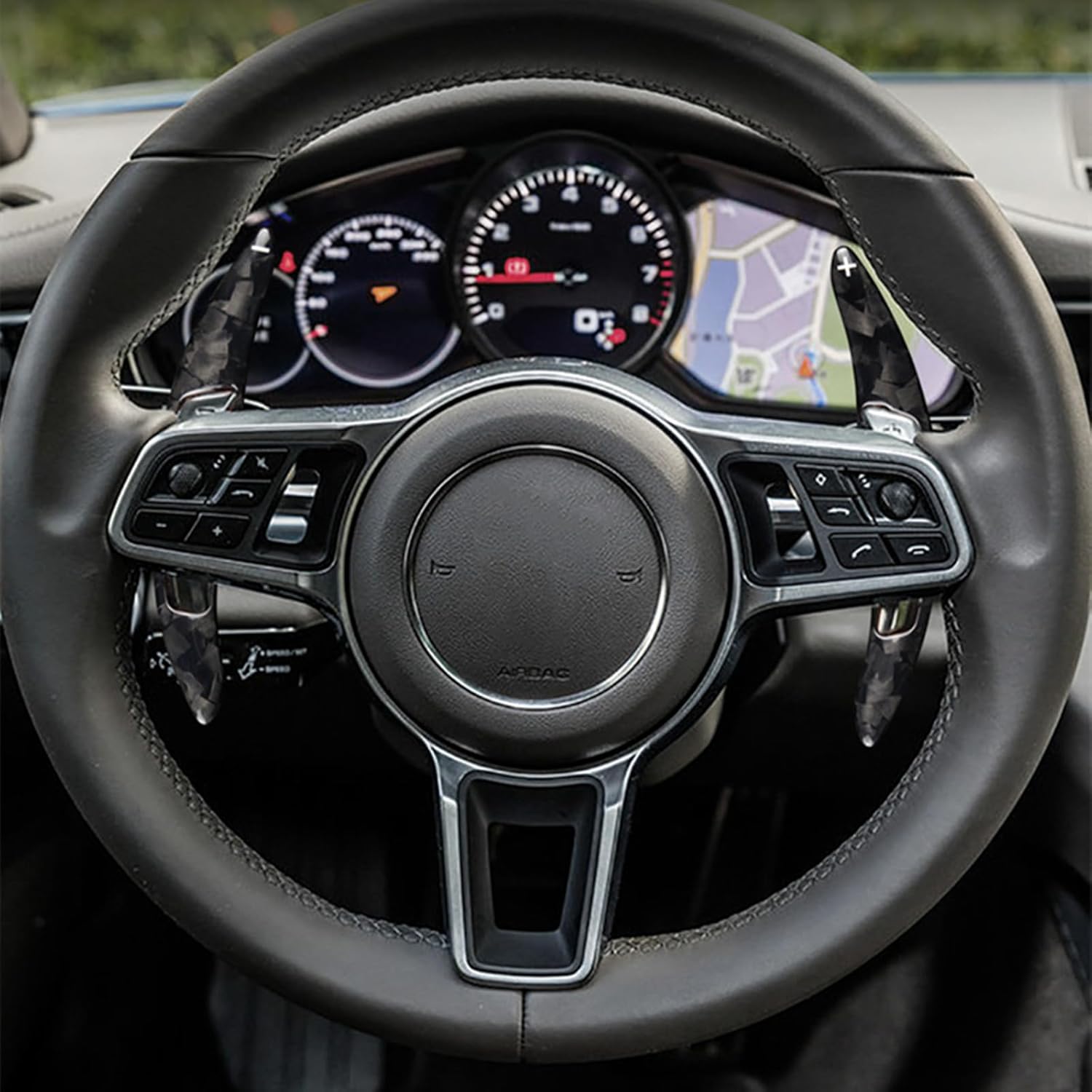 Car Interior Steering Wheel Shifter Paddle Trim for Porsche Cayenne 911 Panamera 718 Carbon Fiber