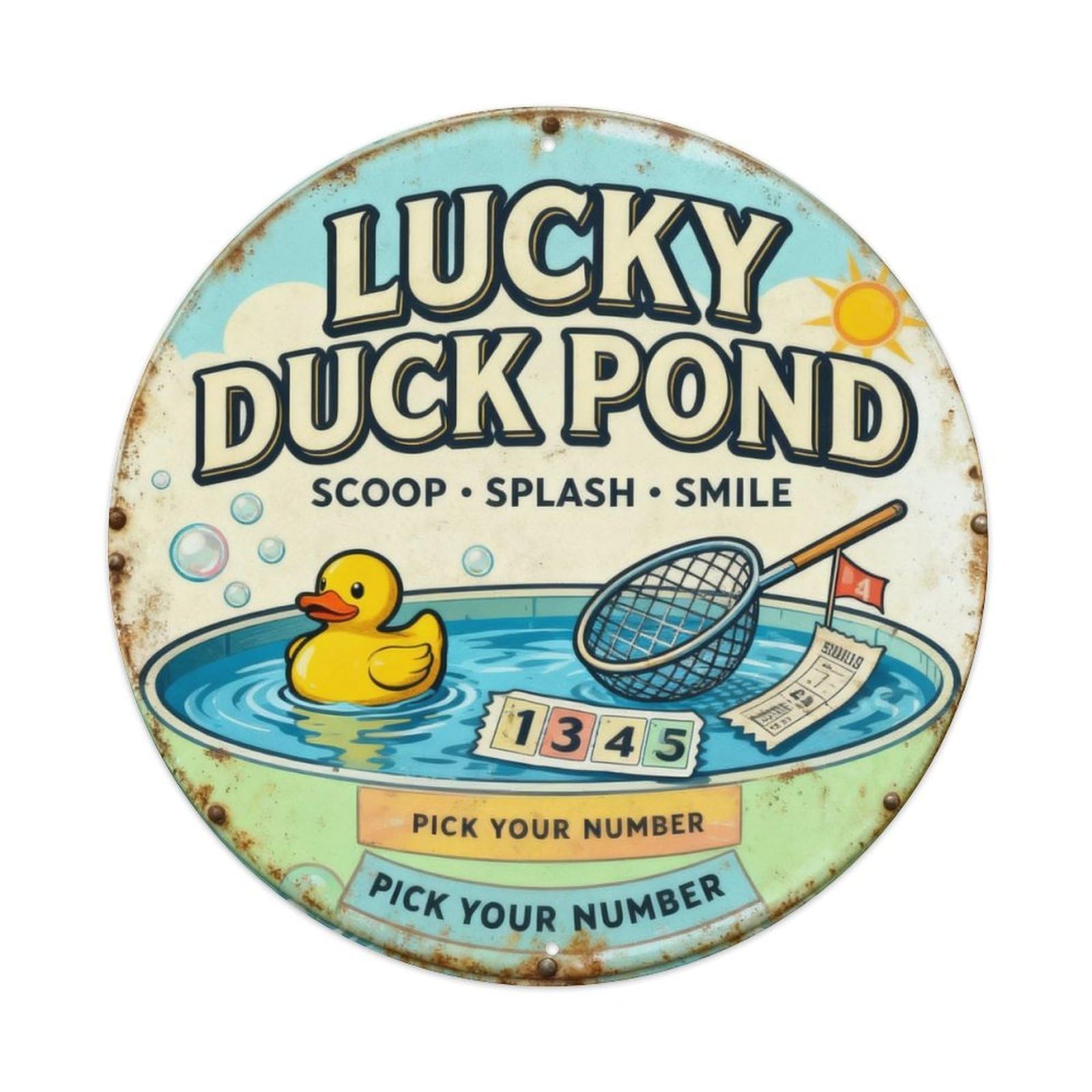 Lucky Duck Pond Sign Metal Tin Sign Plaque