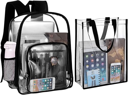 TENDYCOCO Mochilas transparentes resistentes con correa reforzada, bolsa transparente aprobada para estadios, mochila transparente para estadios,