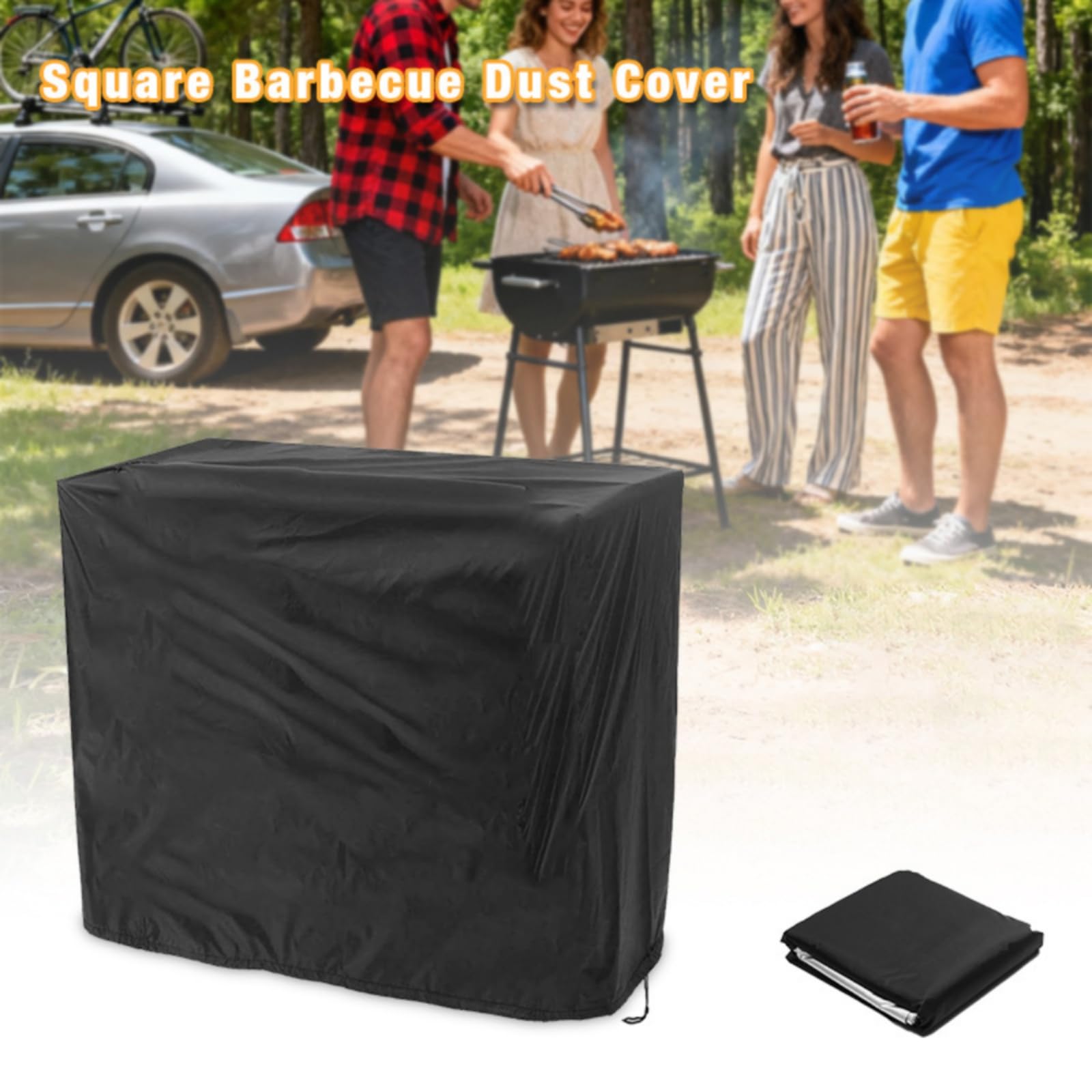 Generic Copertura Barbecue Impermeabile Copri Barbecue Copri Griglia Protettivo Custodia Design Quadrato a Vestibilità Ordinata in Oxford 210D con Chiusura a, Nero, 80 66 100 Cm