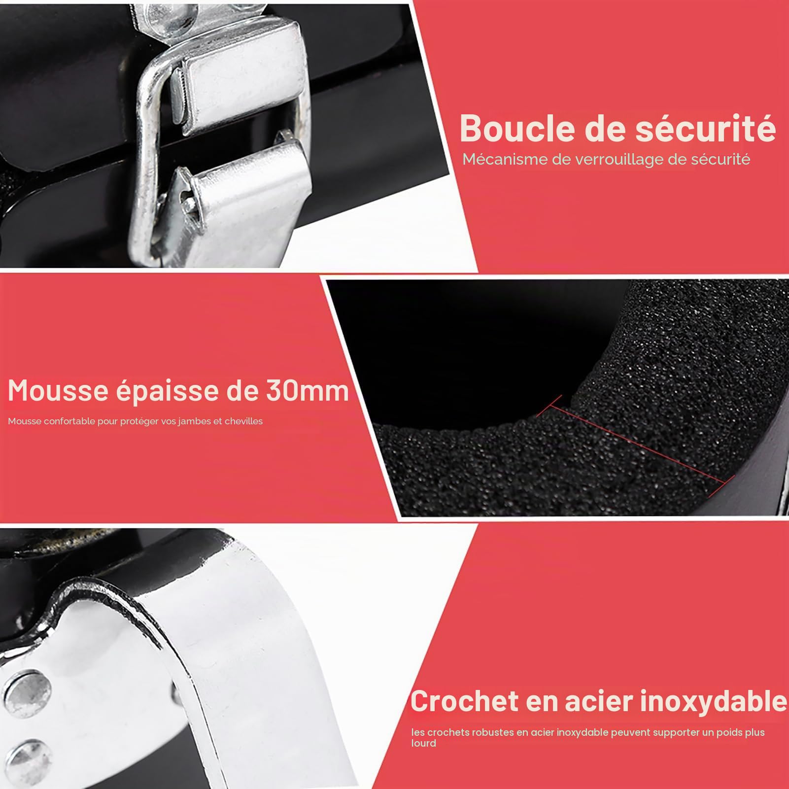 Cocoarm Bottes d'inversion à suspendre à l'envers, crochets robustes pour accrocher à l'envers, améliorer la posture avec fixation facile, pour barres de traction, À propos du produit :