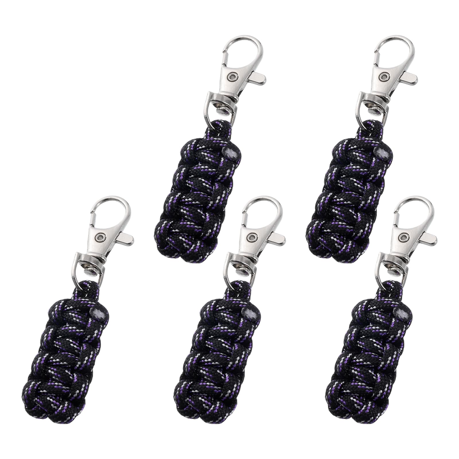 YELARXI Paracord Zipper Pull Polyester Zipper Pulls Replacement Woven Rope with Metal Clasp, 80 mm Length Fit for Backpacks Clothing Luggage Accessories - Cylinder (5 Pack, Black)