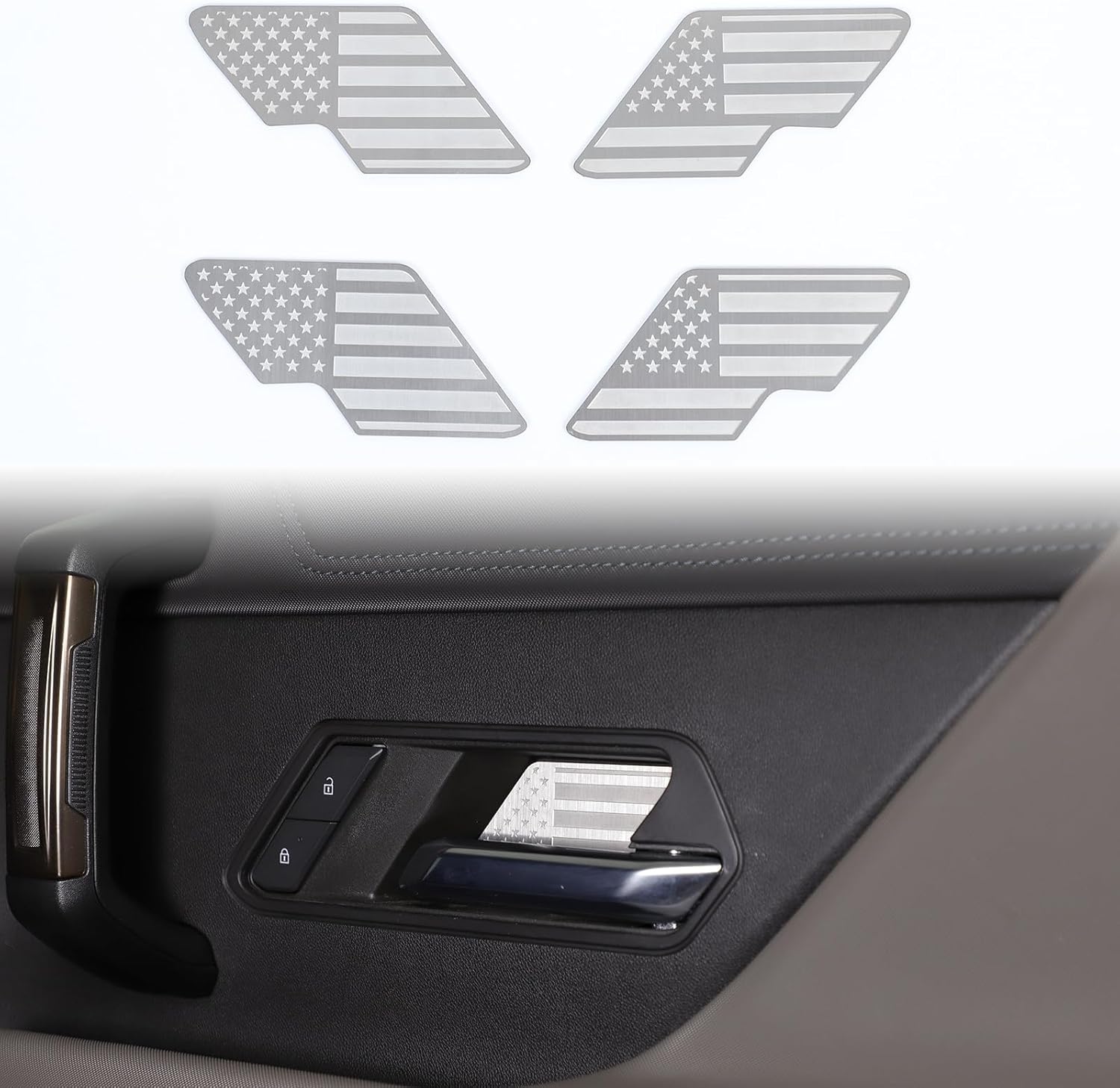 for Hummer EV Accessories Car Inner Door Panel Trim Sticker Front Rear Door Handle Panel Protection Cover Decoration Sticker Molding for Hummer EV SUV Pickup 2022-2025 2026 4PCS (American Flag)