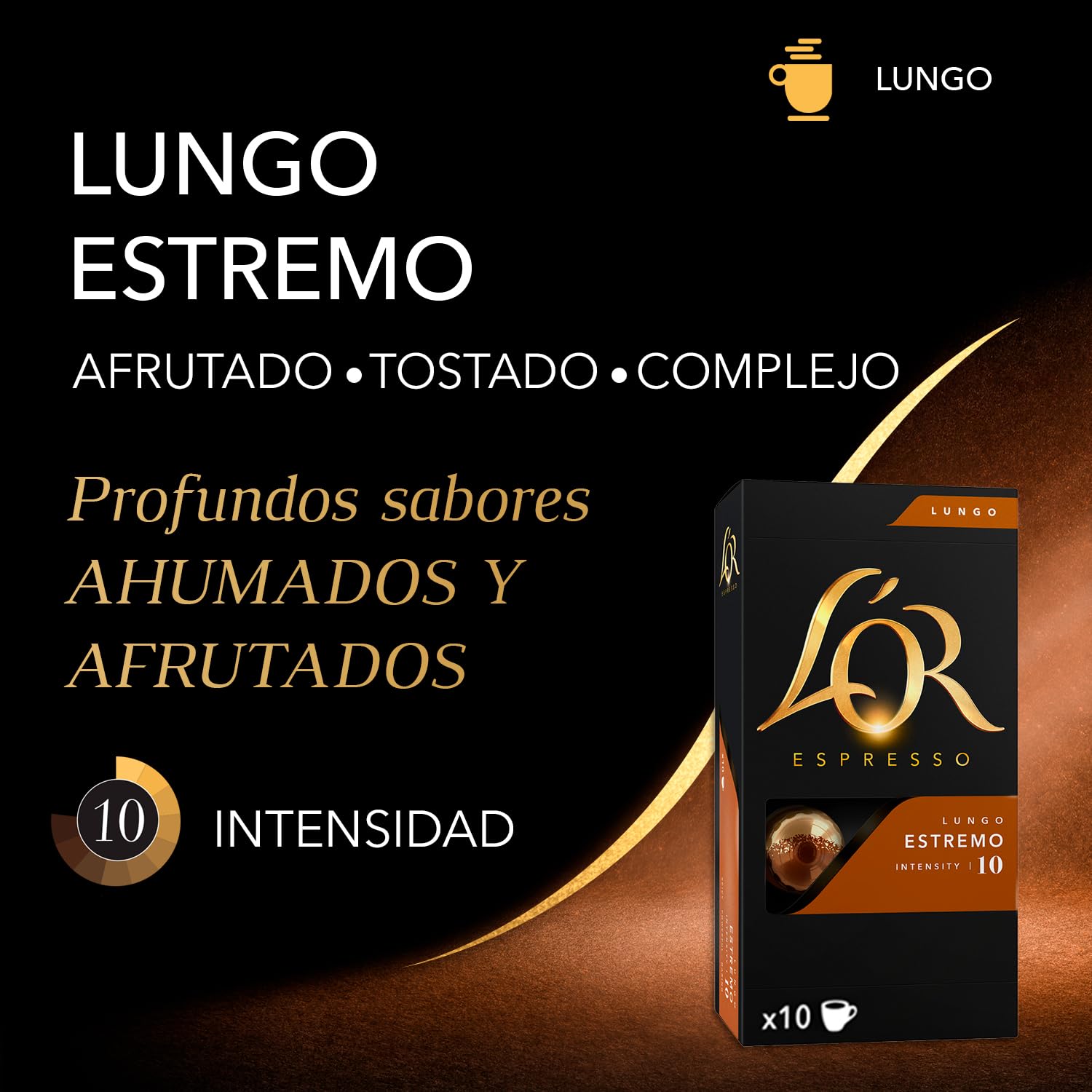 L'OR Lungo Estremo, 100 kapsułek do kawy Nespresso® * kompatybilnych kapsułek, 10 x 10 napojów