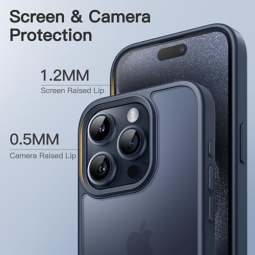 Miniatura 4 de JETech Funda mate para iPhone 15 Pro Max de 6.7 pulgadas, protección contra caídas de grado militar, cubierta trasera translúcida esmerilada,