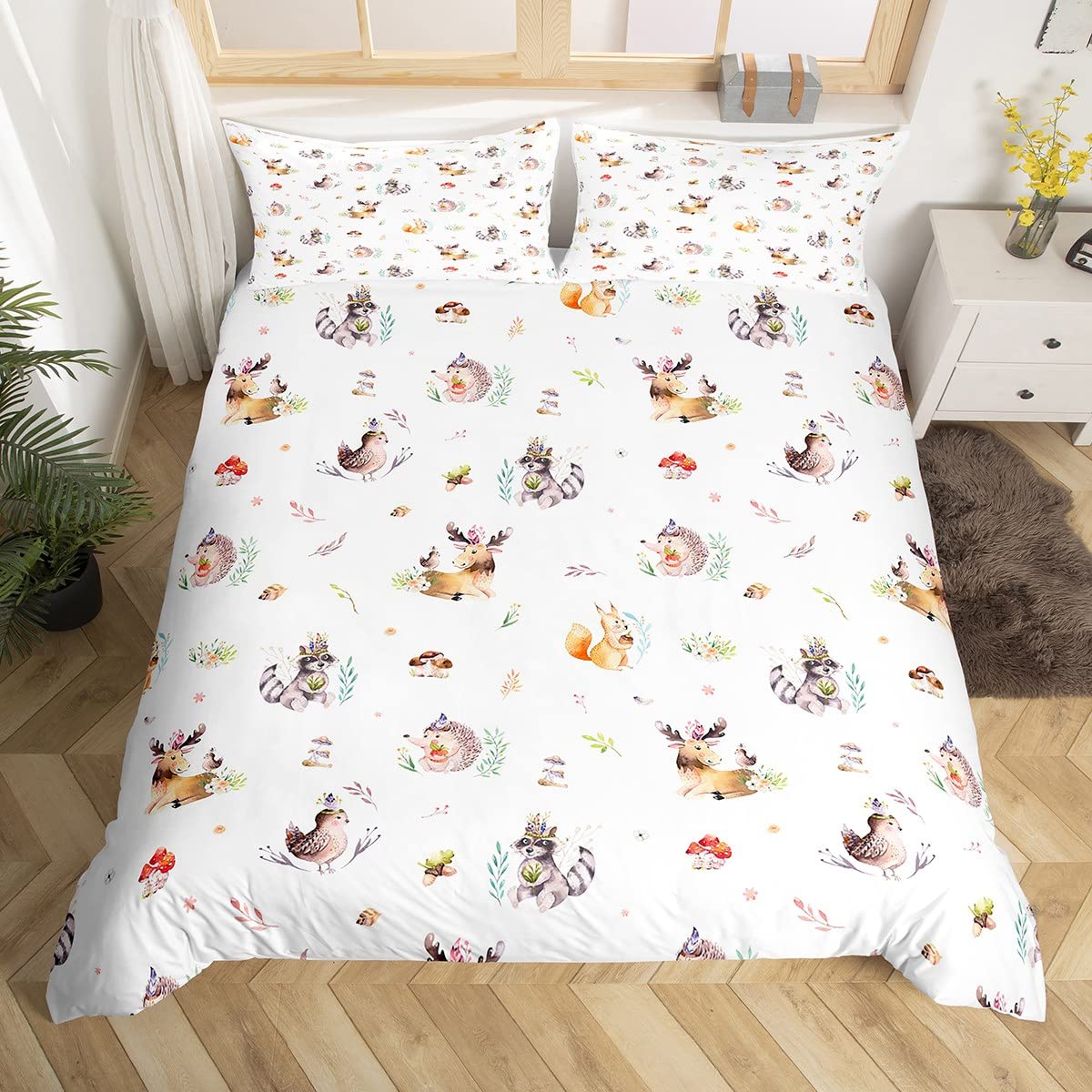 Funda de edredón de animales salvajes Homemissing blanca para cama