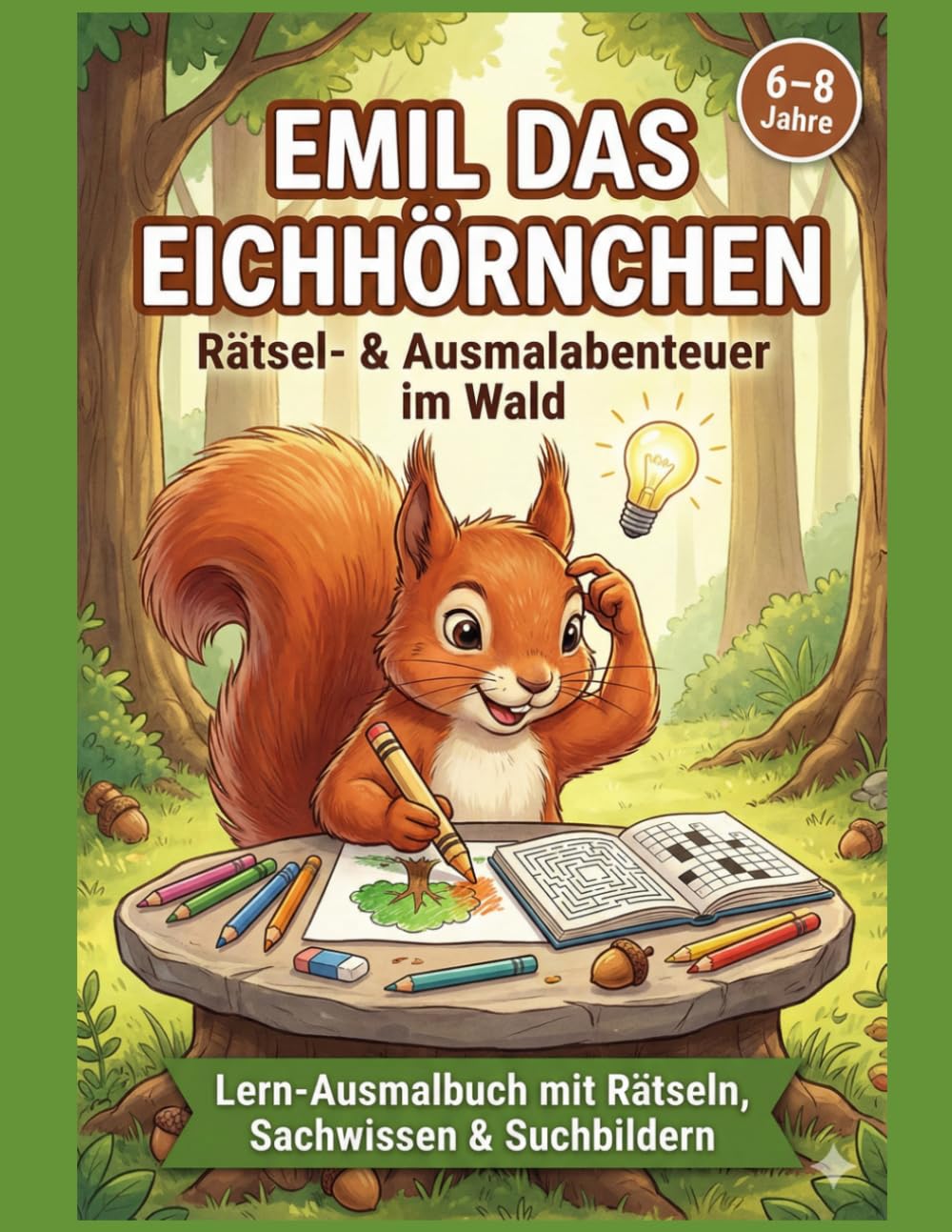 Emil das Eichhörnchen: Lern-Ausmalbuch mit Rätseln, Sachwissen & Suchbildern