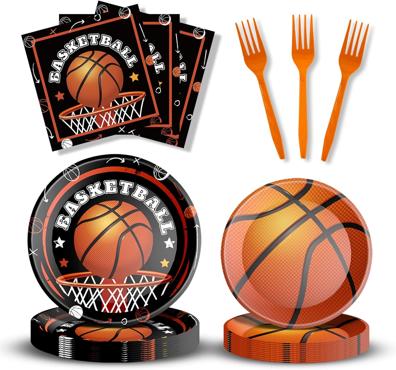 96 Pcs Basketball Birthday Party Decorations Basketball Plates and Napkins Disposable Dinnerware Tableware for Teenagers Kids Boys Birthday Party Decorations Serve 24