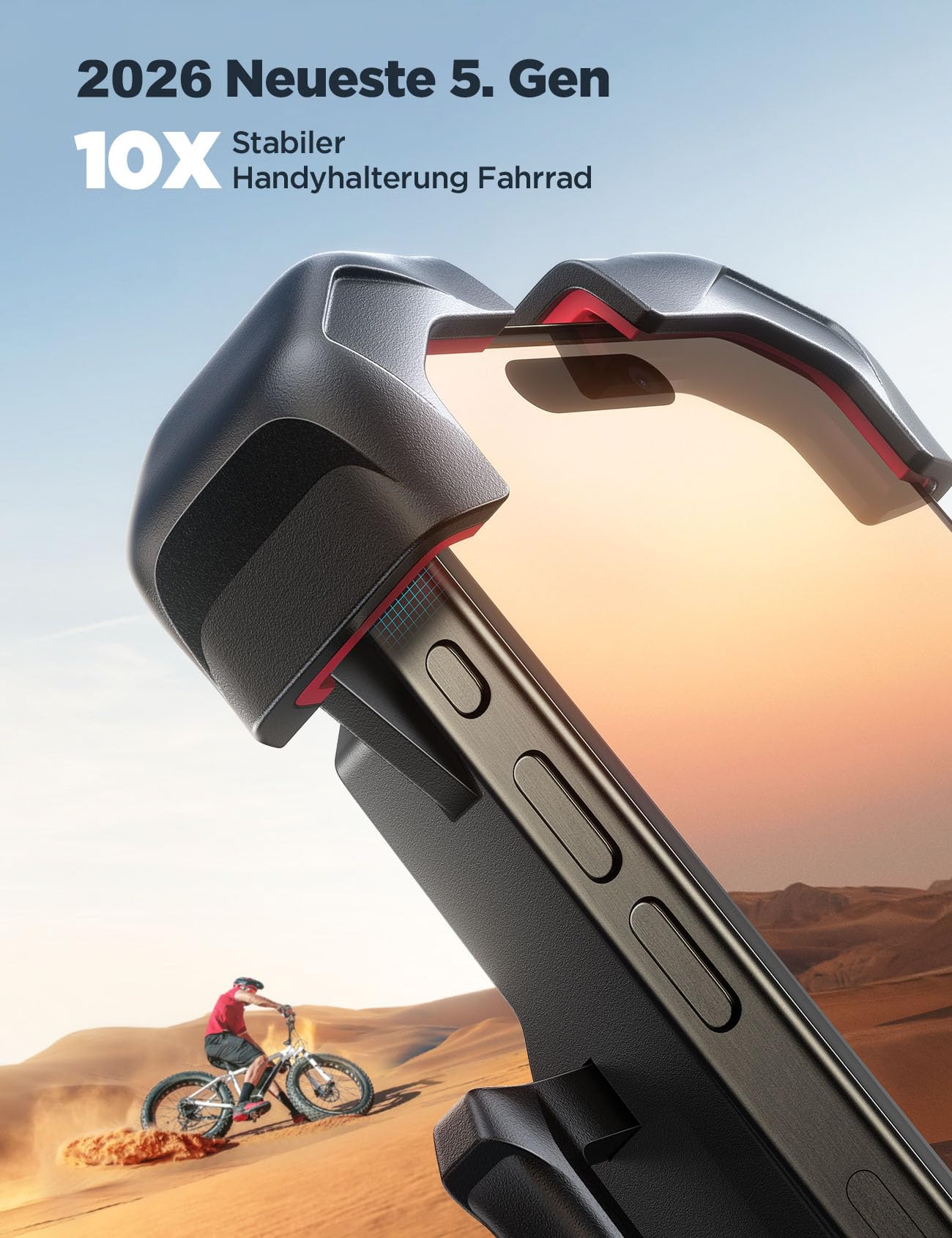JOYROOM 2026 Handyhalterung Fahrrad, [1s Auto-Sperre][100mph Militär Anti-Shake] Handyhalterung Motorrad, [5s Install] Universal Lenker Holder für iPhone 17 Samsung S26, Alle 4,7‘’-7" Smartphone