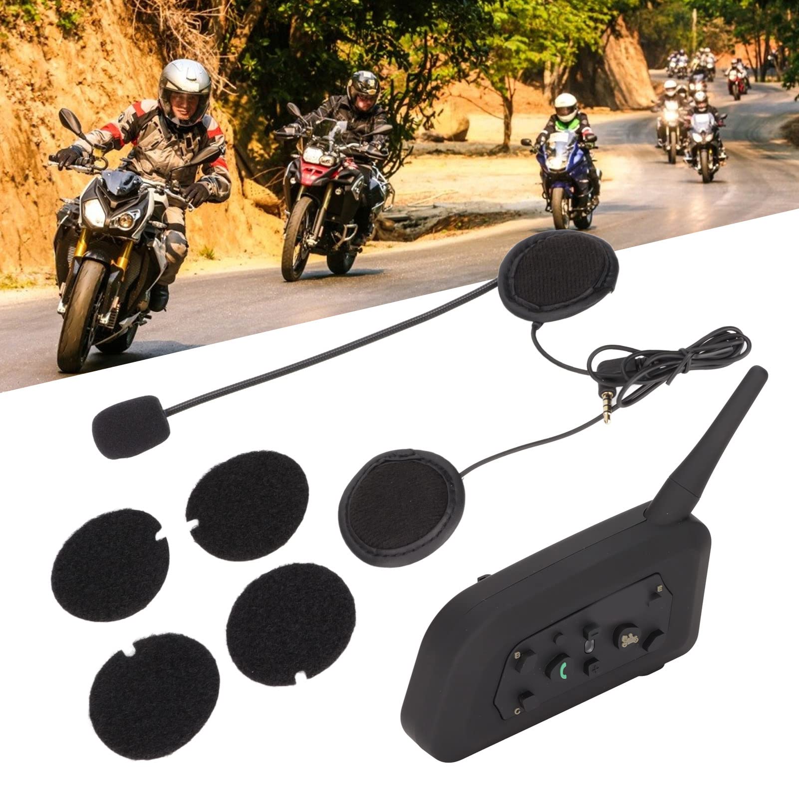 Motocyklowy zestaw słuchawkowy Bluetooth, obsługa parowania 6 osób 2 osoby rozmawiające z automatycznym odbieraniem połączeń, 00 800 M/1968 2624Ft Odległość Bezprzewodowy zestaw słuchawkowy do kasku N
