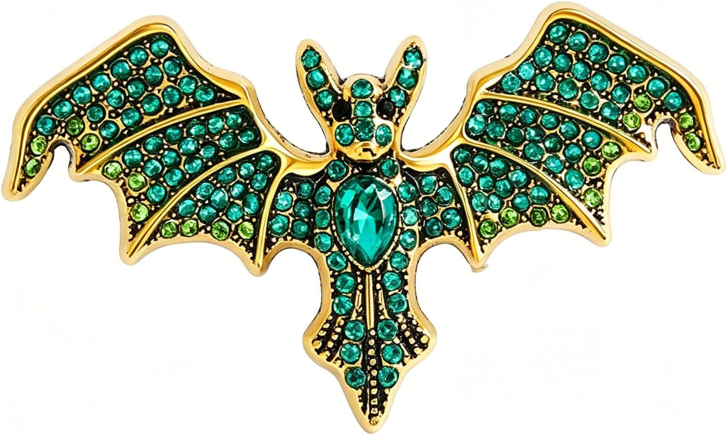 WCRAZYE Gothic Bat Lapel Brooches for Women Men Rhinestone Inlaid Enamel Vintage Red Eyes Bat Pins Halloween Punk Costume Clothing Accessory