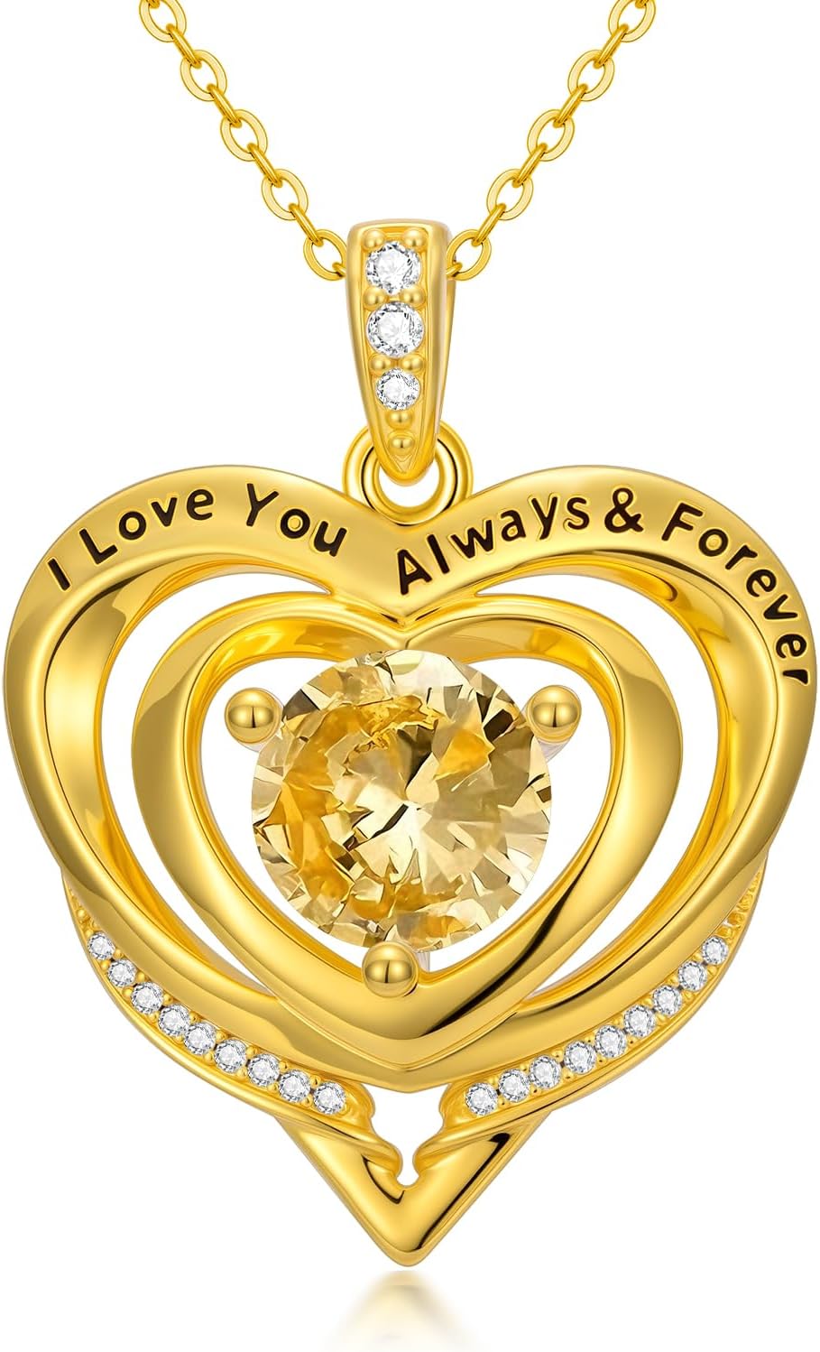 Birthstone Heart Necklaces for Women Mom Mother 14K Gold Plating Birthstone Necklaces Pendant Birthday Christams Valentine's Day Jewelry Gifts for Her Wife Daughter Mom