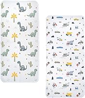 Vista 13 de haakaa Forro impermeable para cambiador, 100% algodón, suave y transpirable (2 piezas, 13 x 27.5 pulgadas, Dino Land+días a cuadros)