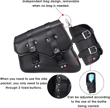 Motorcycle Saddle Bag PU Leather Waterproof Saddlebags Black Left/Right Side For Harley Davidson Universal (Left)