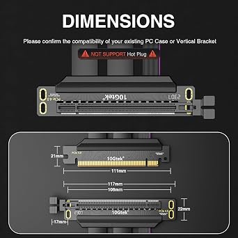 كابل رايزر 10Gtek PCIe 4.0 x16، ذكر 180 إلى أنثى 90 لبطاقات الرسومات ذات التركيب الرأسي، متوافق مع RTX4090، RTX4080، RX7900XTX، 20 سم/0.66 قدم
