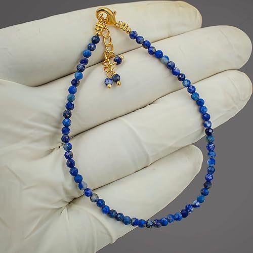 Miniatura 4 de TGH Pulsera de cuentas naturales con piedras preciosas microfacetadas, joyería para ella, cristales curativos energéticos de piedra natal, cadena