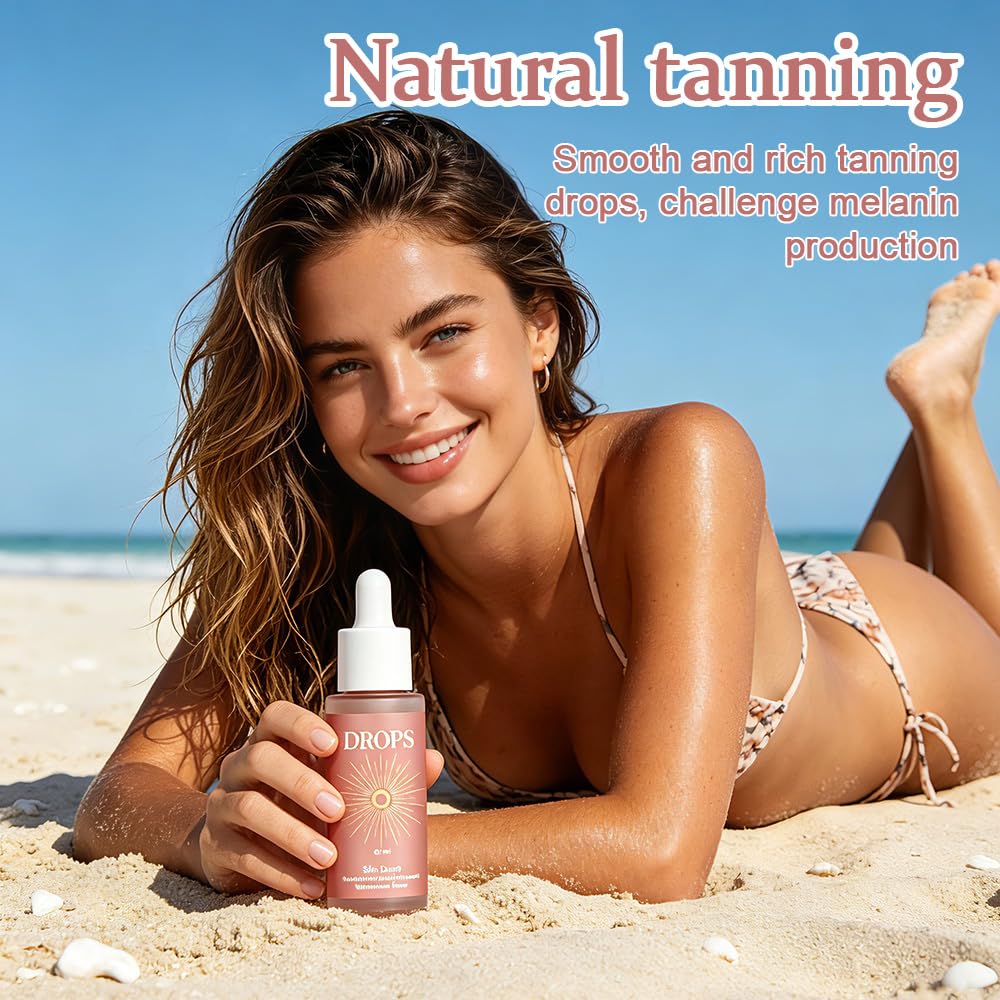 Foreverup 2 sztuki Sunless Tanning Drops, krople do opalania bez słońca, krople samoopalające, do stopniowej opalenizny, naturalne zwiększenie melaniny – poprawa kolorytu skóry bez uszkodzeń