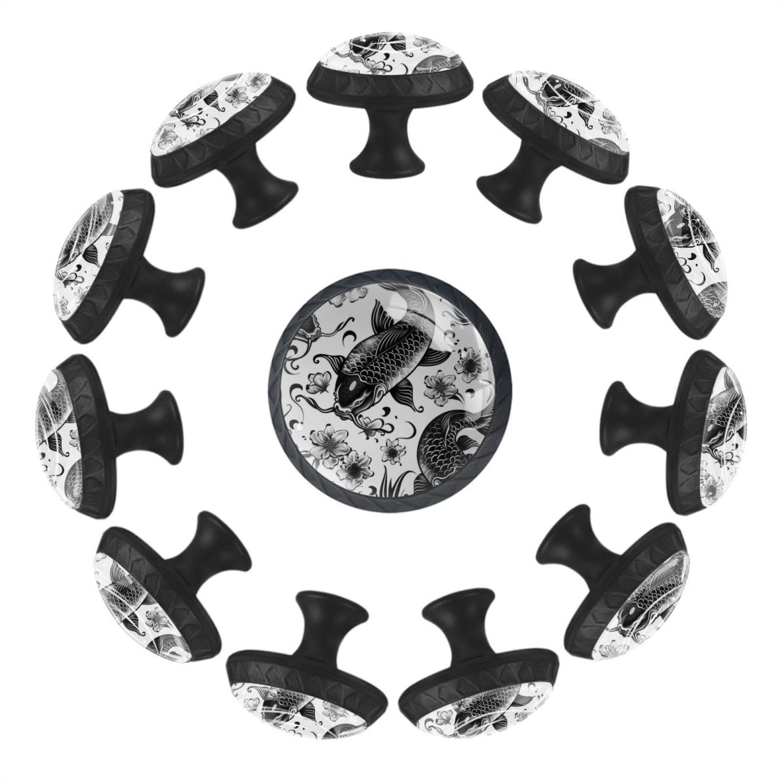 Boutons de tiroir ronds en cristal motif tatouage japonais pour relooker vos meubles de cuisine