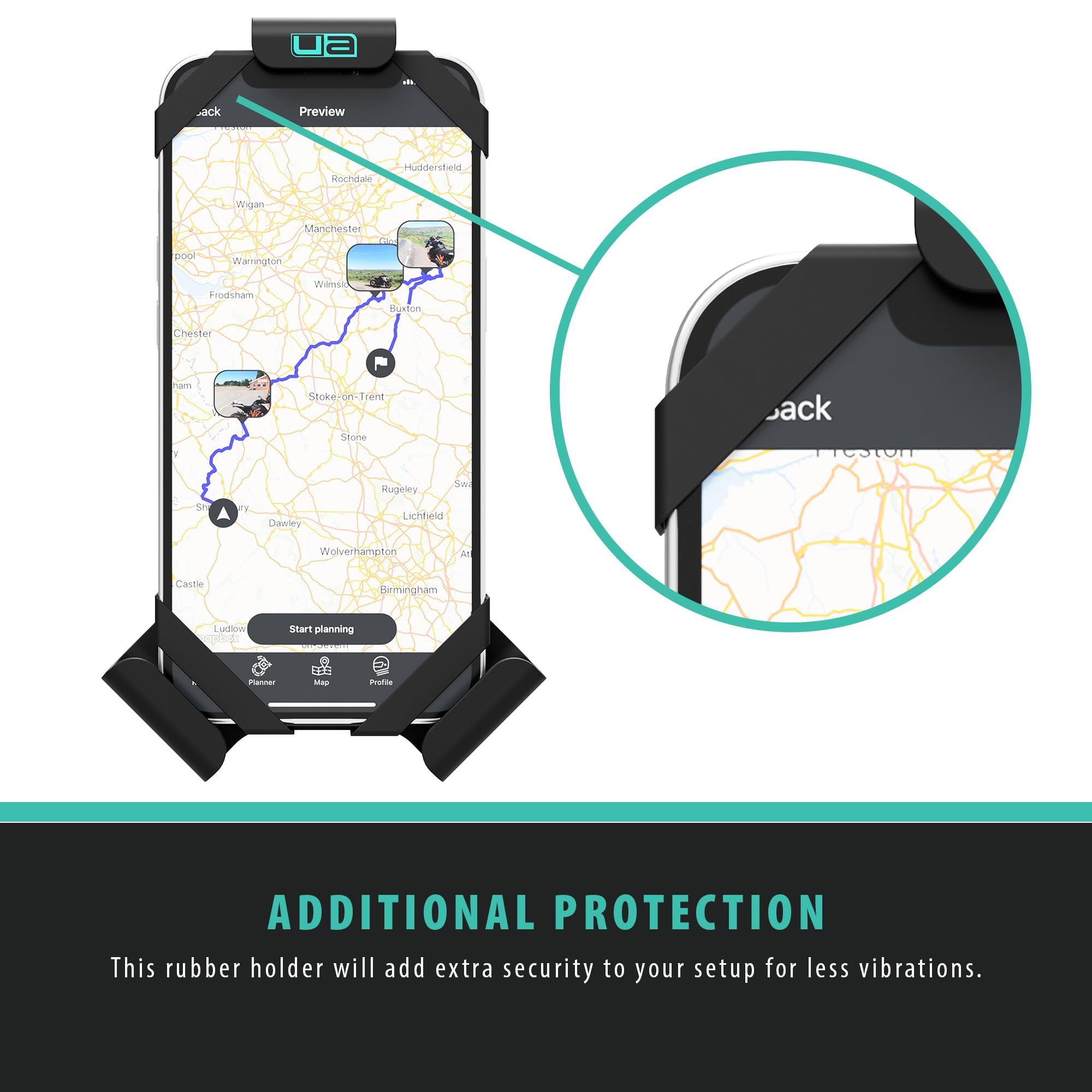Ultimateaddons - Supporto universale per telefono da moto con presa di presa, adatto per telefoni da 12 a 19 cm