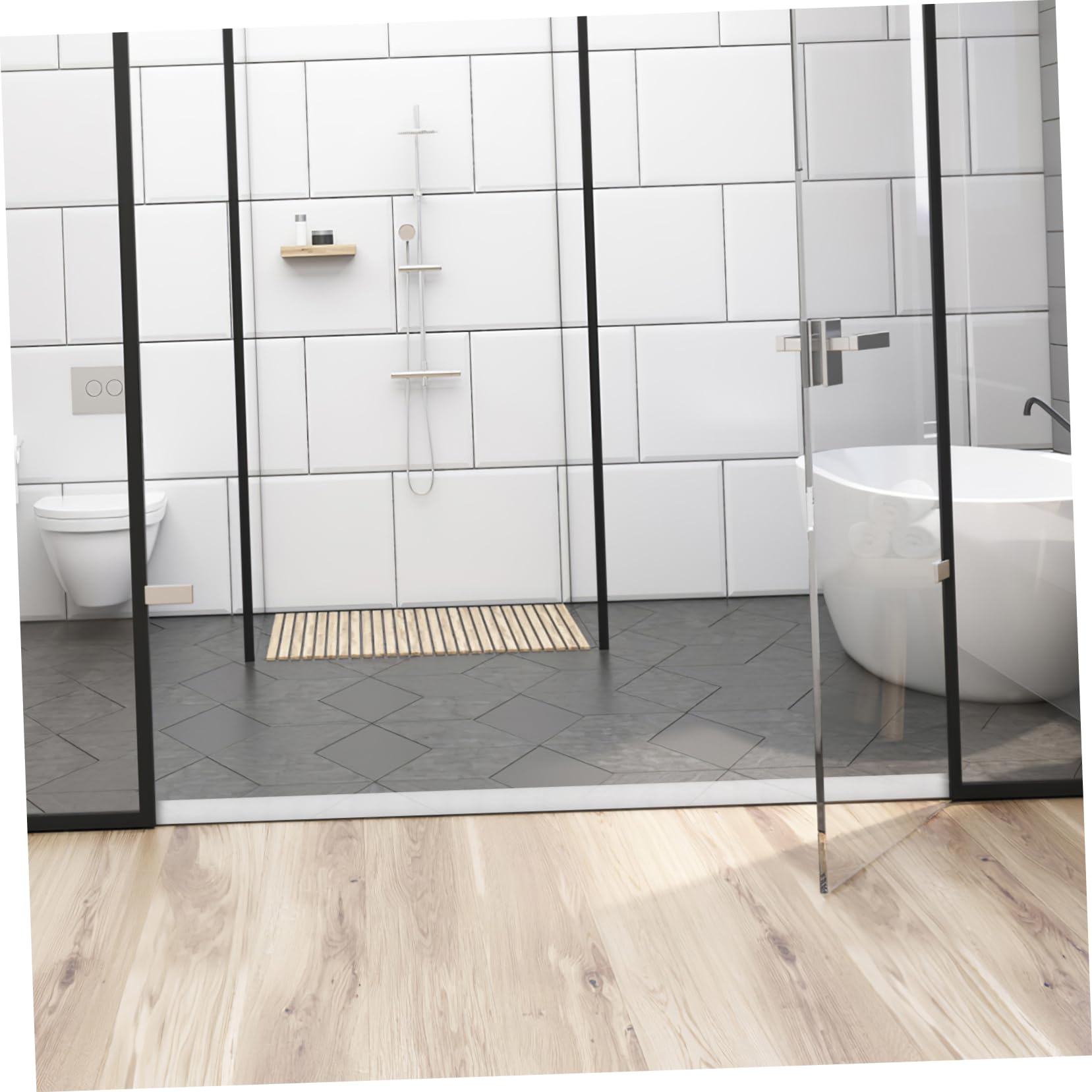 DOITOOL 4pcs Shower Threshold Water Barrier Sink Adhesive Water Strip for Kitchen Countertop Retaining Strip Instant Application Shower Door Bottom Seal