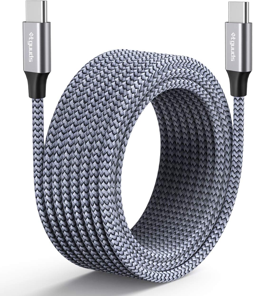 etguuds Long USB C to USB C Cable [16ft/5m], Type C to Type C 2.0 60W Fast PD Charger Cord Nylon Braided Compatible with Pad Pro 2020, Samsung Galaxy S21 S21+ S20 Note 20/10, Pixel & More