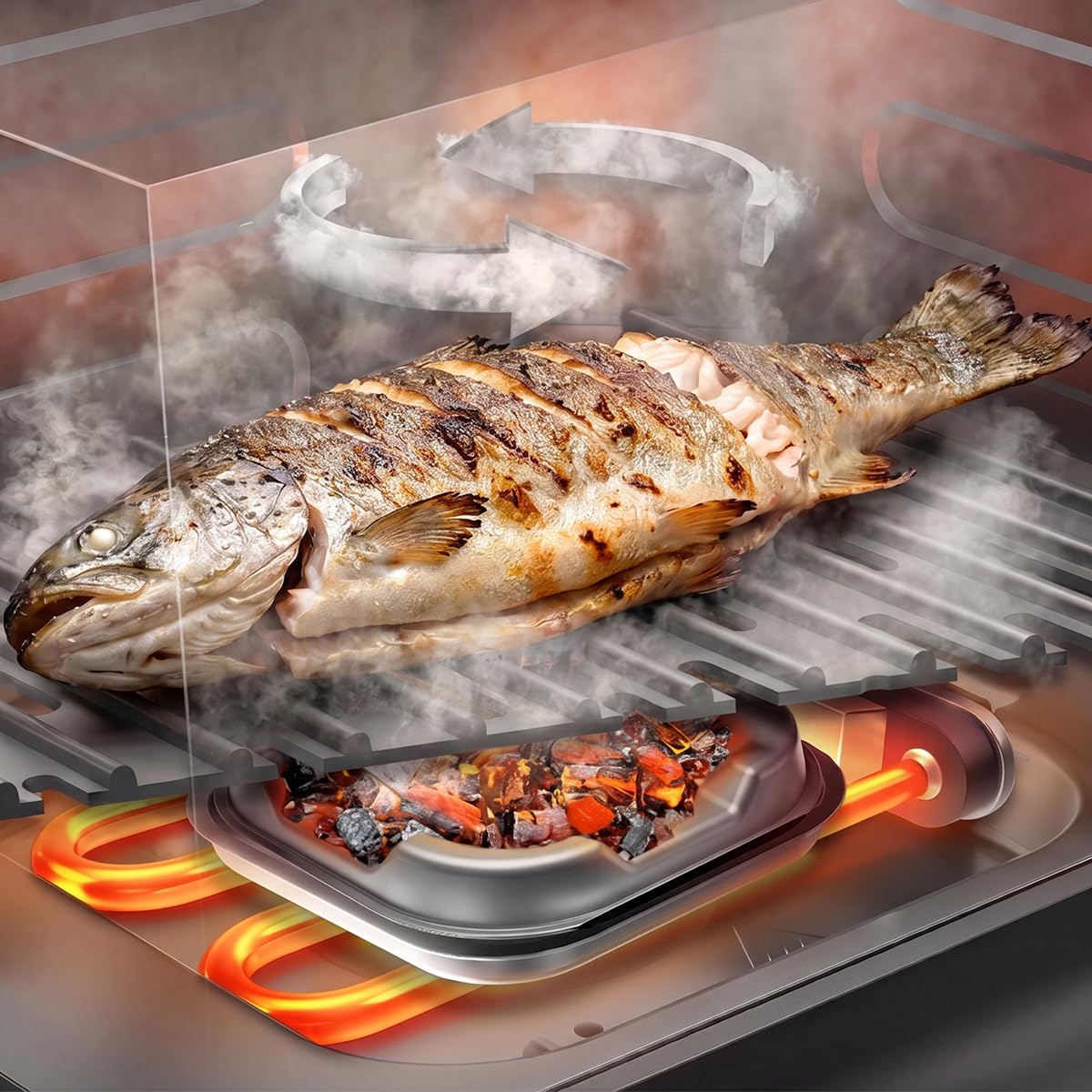 Cecotec Friggitrice ad Aria senza Olio 11 L Cecofry&Grill Smokin' 11000 Hot. 2800 W, Temperatura Regolabile 40-200 °C, 10 Menu, Piastra Grill, 3 Resistenze, Affumicatore Integrato, Air Fryer