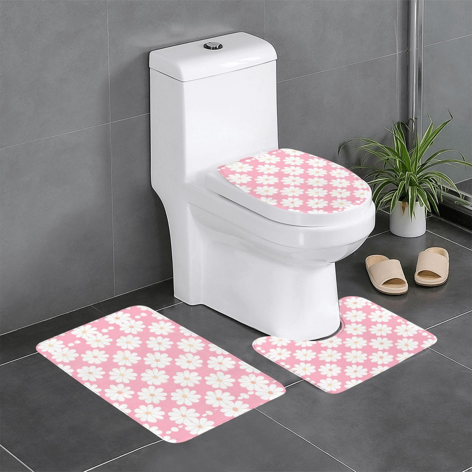 Tapis antidérapants de salle de bain 3 pièces WHJSHOP pour baignoire et WC