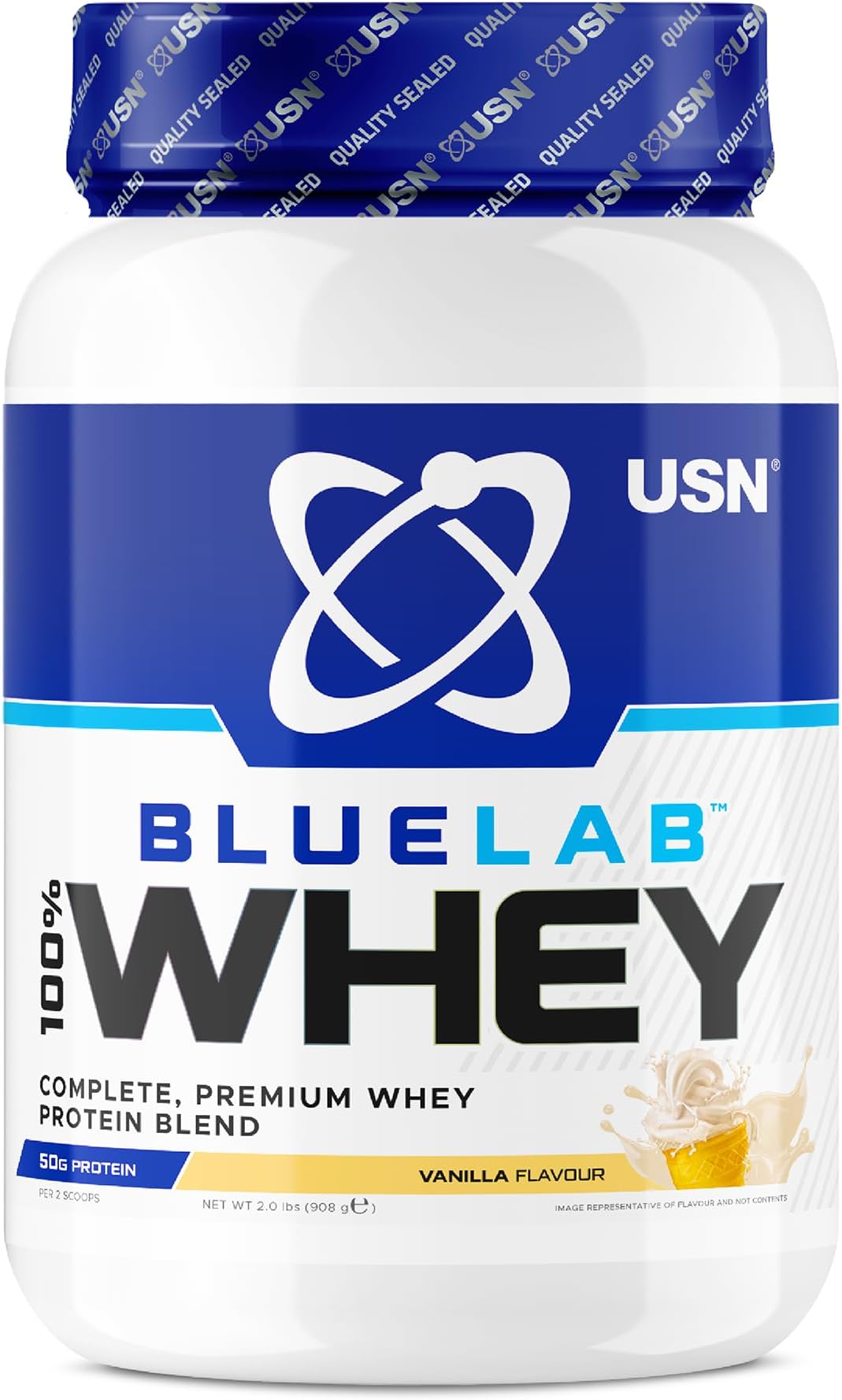 BlueLab 100% Whey Protein Powder 908g (26 Servings) - 25g Protein - Whey Isolate, Hydrolysate & Concentrate Blend - High Protein Shake for Muscle Growth & Recovery - Vanilla