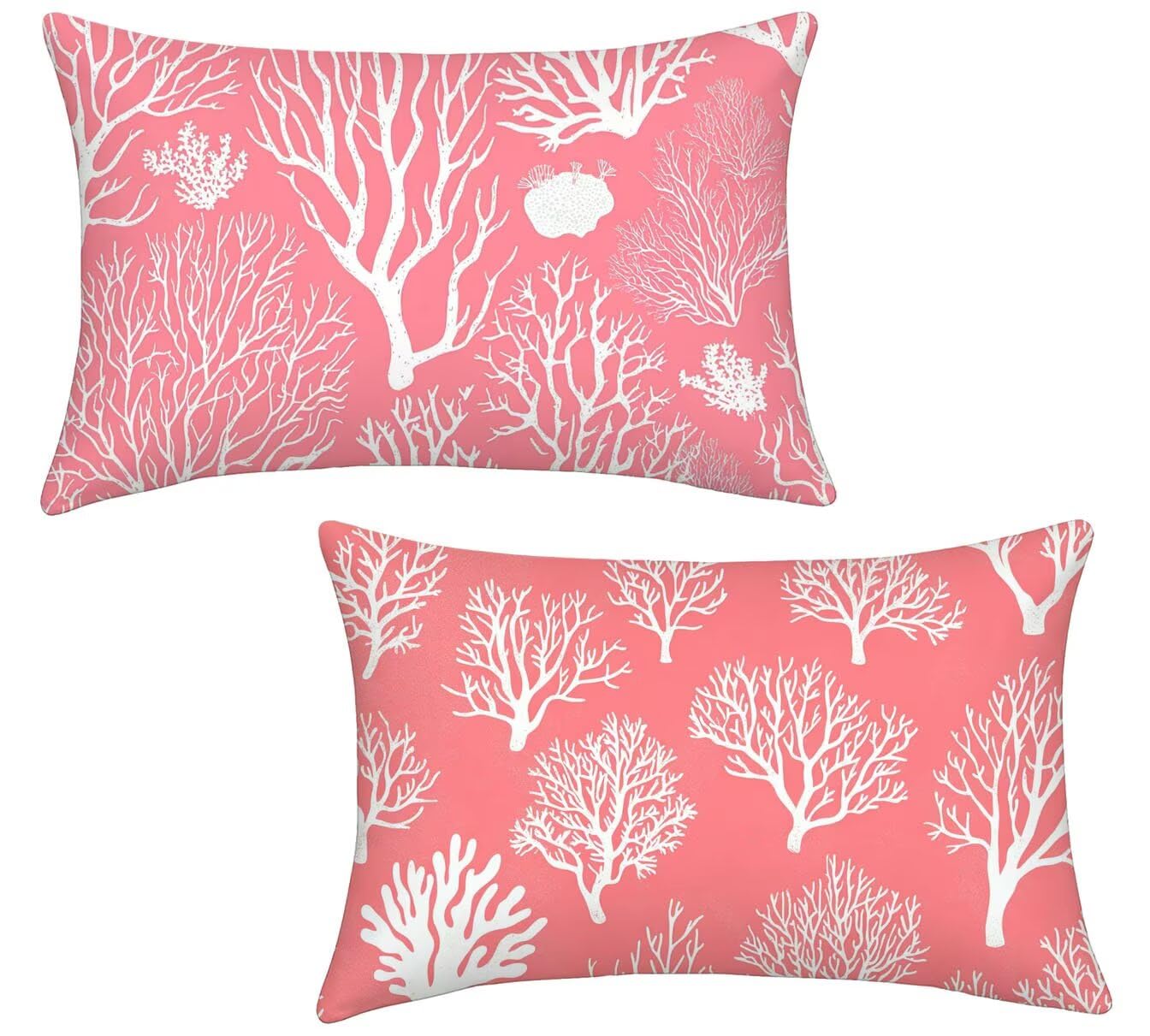 Housse coussin extérieur rose et taie oreiller 40x70 imperméable pour décoration jardin tendance