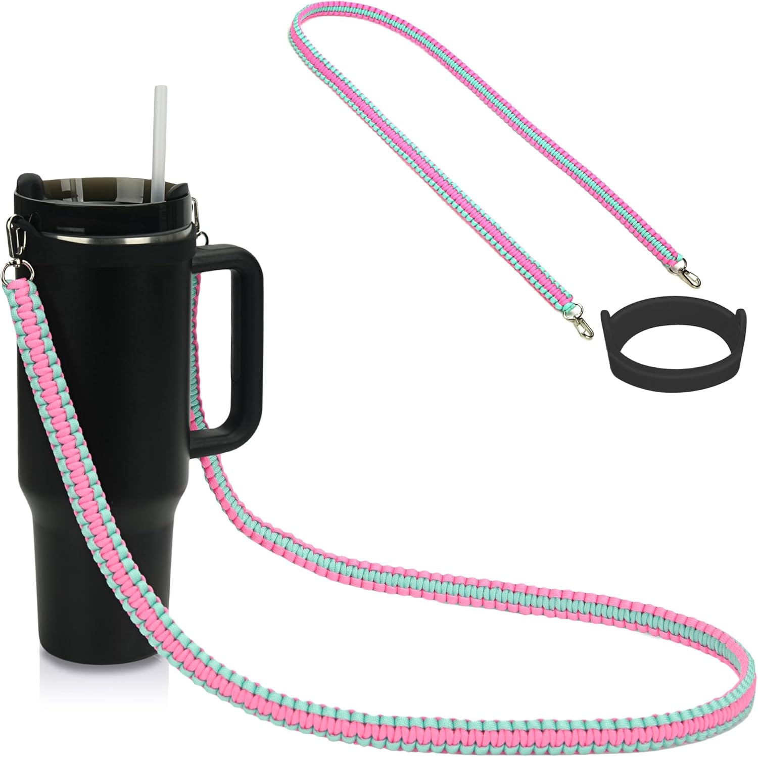 Wongeto Paracord Water Bottle Sling/Carrier fot Stanley holder, Paracord Water Bottle Strap for Stanley Cup Accessories