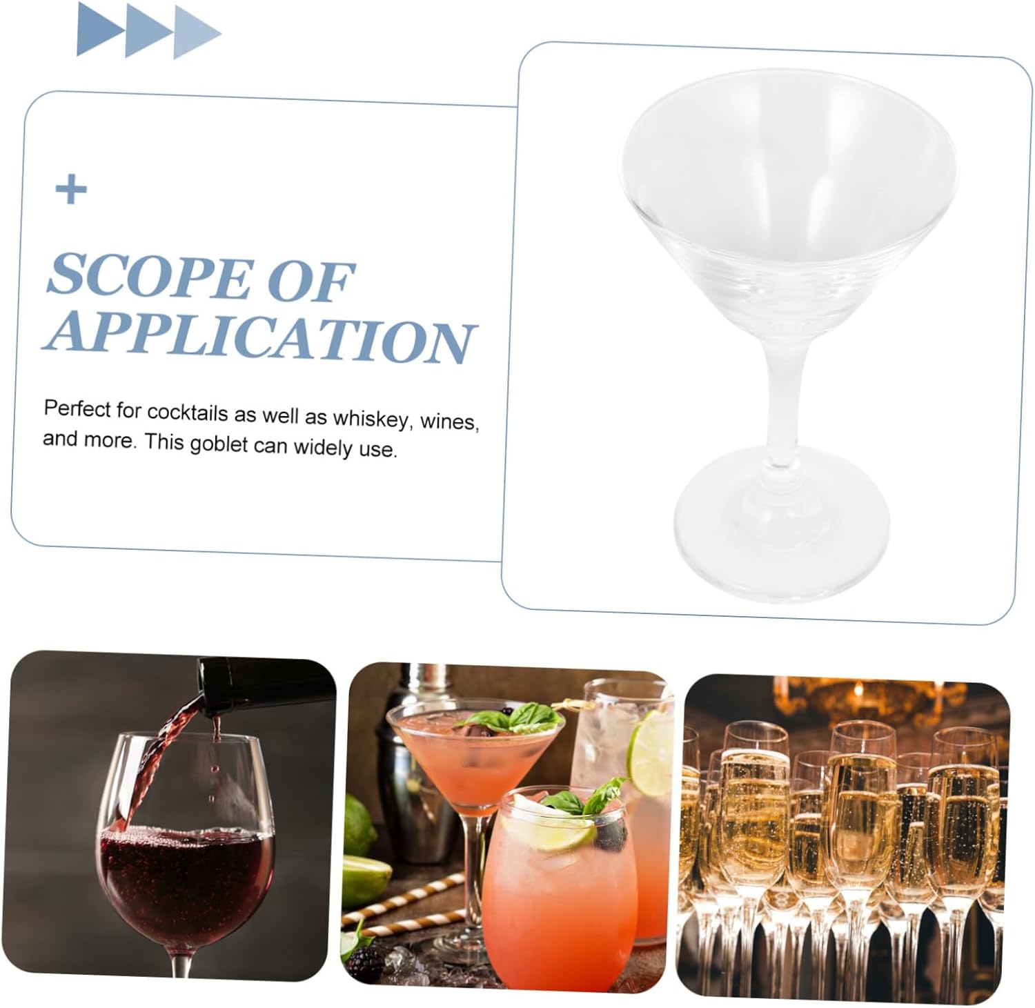 LIFKOME 6pcs Martini Glass Goblets for Party Wine Cup Crystal Highball Cocktail Glass Cocktail Cup
