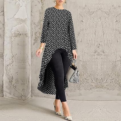 Women Polka Dot Print Long Sleeve High 