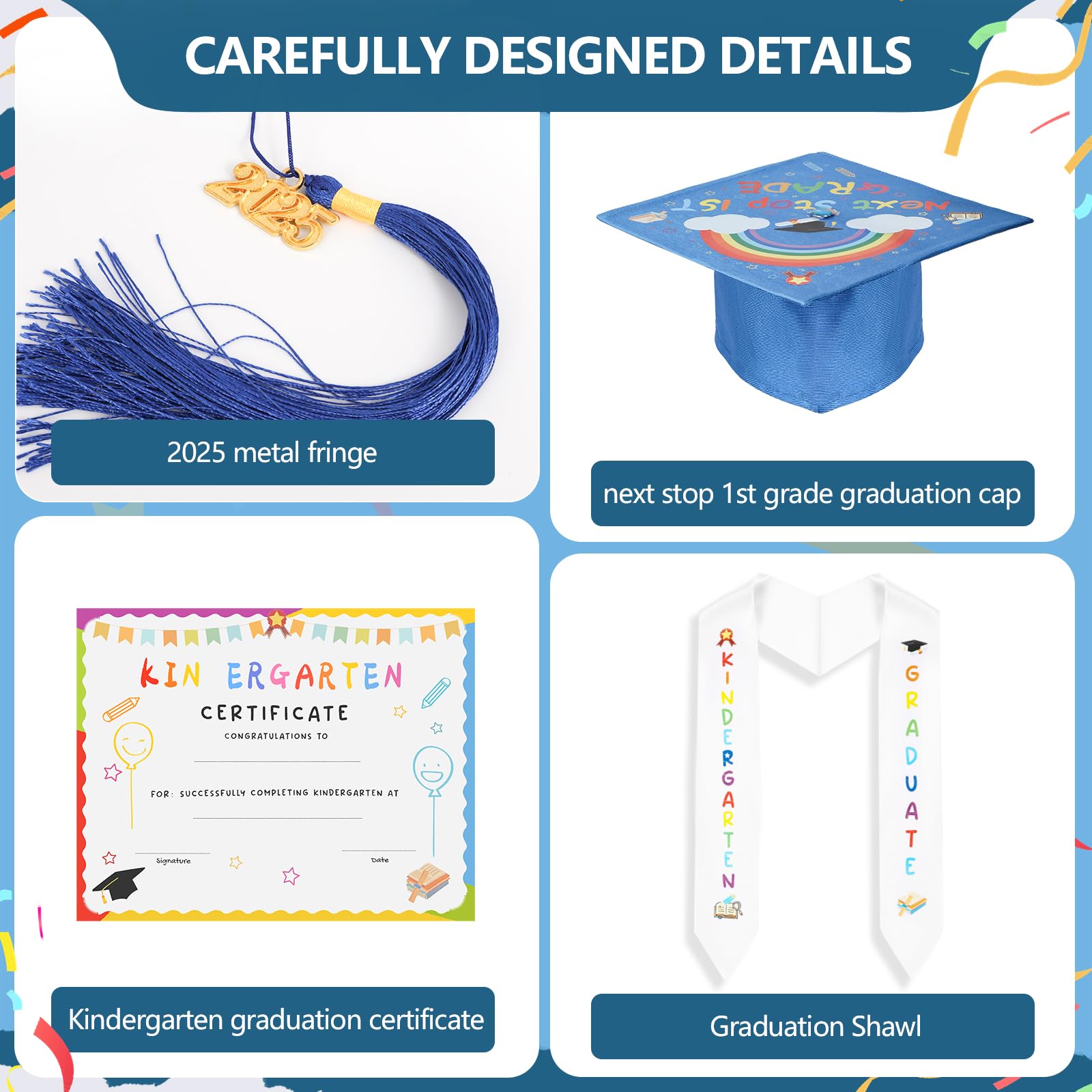 Snapklik.com : Kindergarten Graduation Cap And Gown - 2025 5-in-1 ...