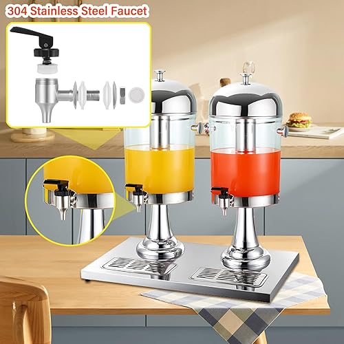 Miniatura 5 de Dispensador de bebidas con soporte, 4.4 galones16L de acero inoxidable a prueba de fugas, jarra de limonada a prueba de fugas, espiga, grifo,
