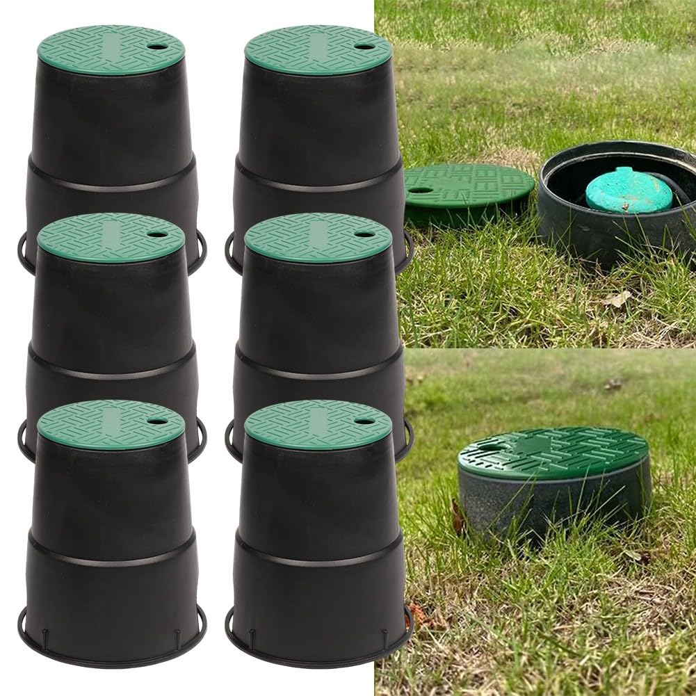 Confezione da 6 scatole con valvole in PP antiscivolo rinforzate per irrigazione da giardino e prato, protezione per sistema di irrigazione verde e nero